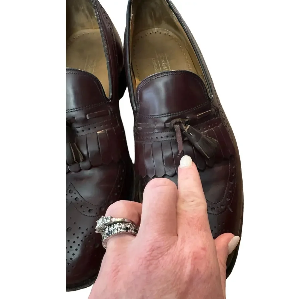 Johnston Murphy Limited Collection Burgundy Leather Wingtip Shoes Men's size 10